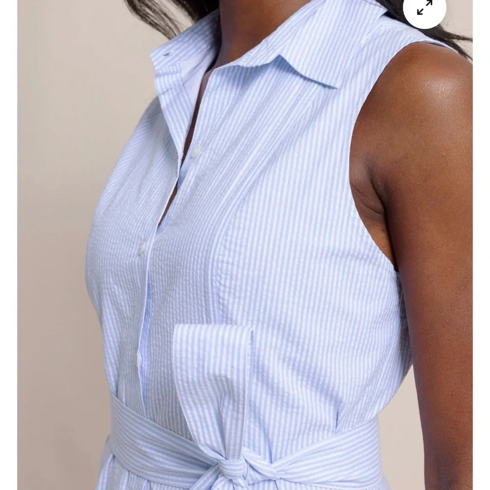 Southern Tide Light Blue Sleeveless Midi Shirt Dress - Picture 2 of 8